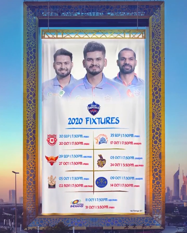Delhi Capitals Schedule Image - IPL 2020