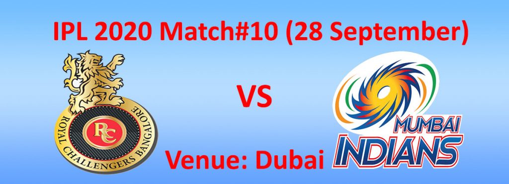 RCB vs MI Match 10 - Live Streaming apps - 28 September