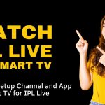 girl pointing to text "watch ipl live on tv"